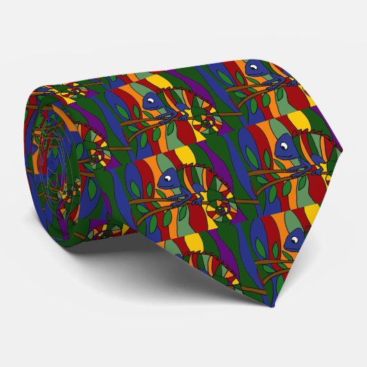 Colorful Chameleon Abstract Stropdas (Opgerold)