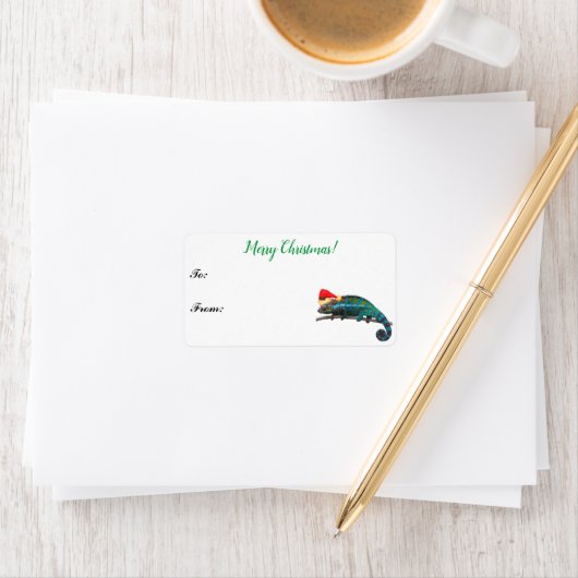 Colorful Chameleon Lizard kerstcadeau Label (Insitu)