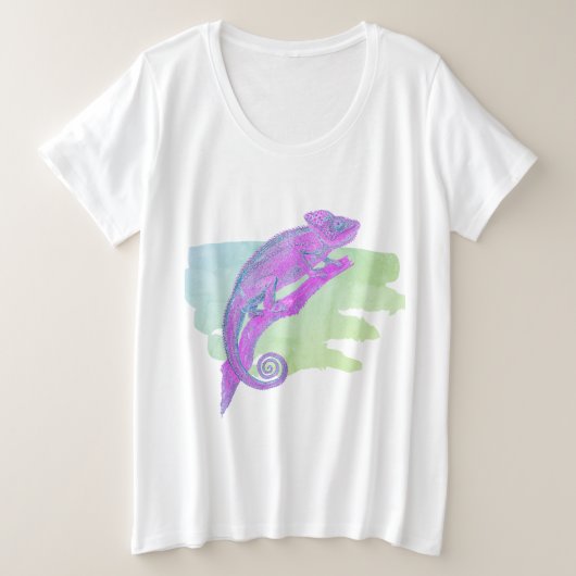 Colorful Chameleon on Green T-Shirt (Design voorkant)