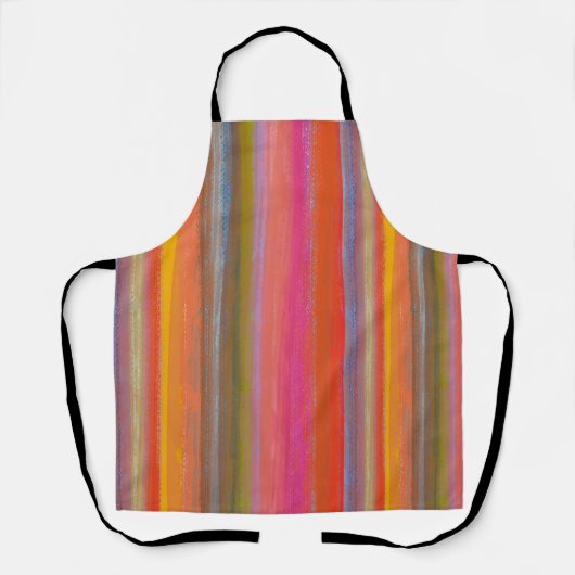 Colorful Charcoal Boho Stripes Schort (Voorkant)