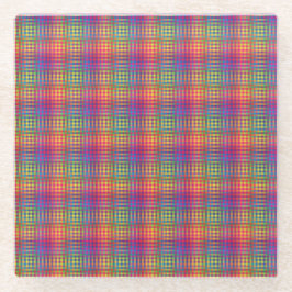 Colorful Checker Abstract Pattern Glazen Onderzetter