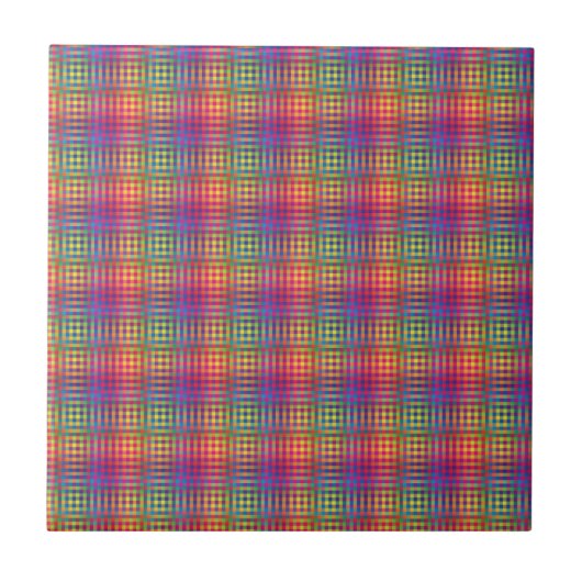 Colorful Checker Abstract Pattern Tegeltje (Voorkant)