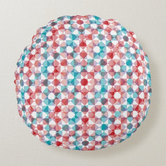 Colorful Checker Diamond Plaid Pattern Rond Kussen (Voorkant)