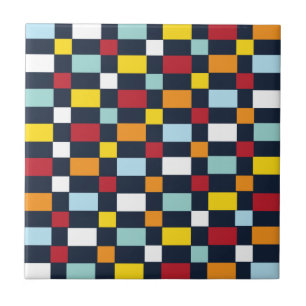 Colorful Checkerboard Patroon Tegeltje