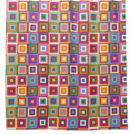 Colorful Checkered Pattern Douchegordijn