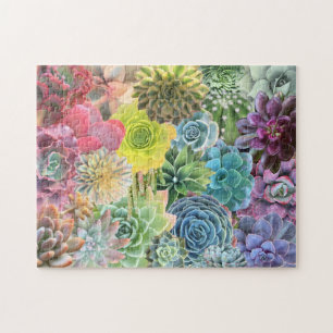 Colorful Cheerful Rainbow Succulent Puzzle Legpuzzel