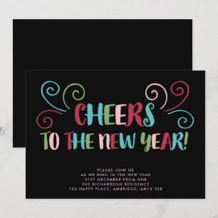 Colorful Cheers New Year's Eve Party Invitation