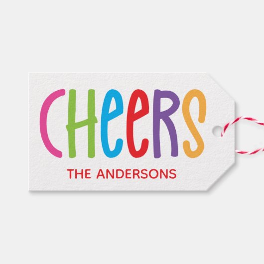 Colorful Cheers Personalized Gift Labels Cadeaulabel (Voorkant (Horizontaal))