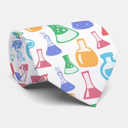 Colorful Chemistry Flasks Pattern Stropdas (Opgerold)