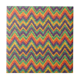 Colorful Chevron Glitter Zigzag Naadloos Patroon 3 Tegeltje