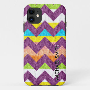 Colorful Chevron Leather iPhone 11 Hoesje