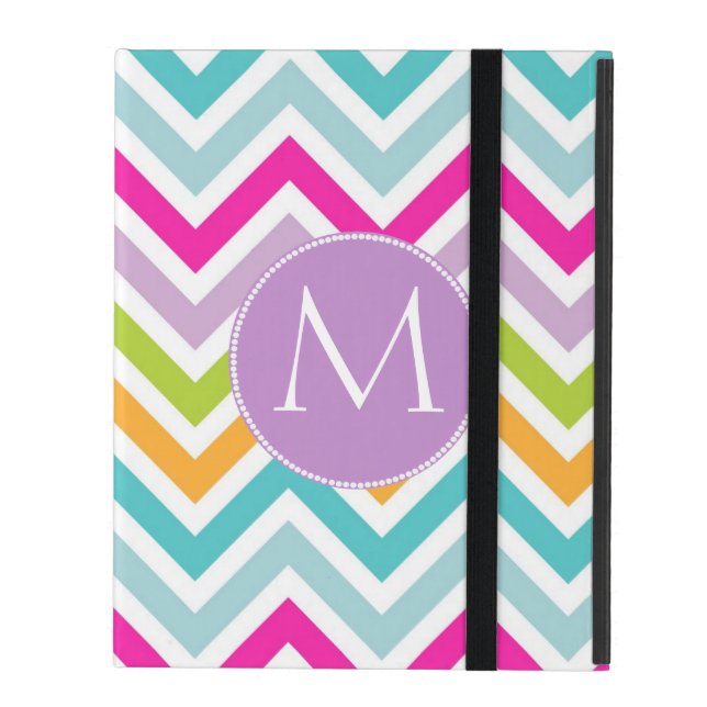 Colorful Chevron Monogram iPad Case (Voorkant Dicht)