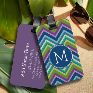 Colorful Chevron Pattern Aangepast monogram Bagagelabel