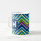 Colorful Chevron Pattern Aangepast monogram Koffiemok (Voorkant links)