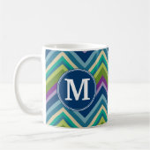 Colorful Chevron Pattern Aangepast monogram Koffiemok (Links)