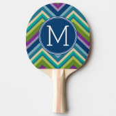 Colorful Chevron Pattern Aangepast monogram Tafeltennisbatje (Voorkant)