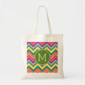 Colorful Chevron Pattern met monogram Tote Bag (Voorkant)