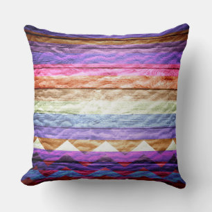 Colorful Chevron Stripe  Wood #9 Kussen