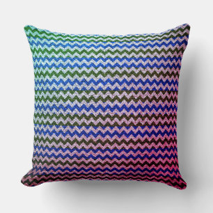 Colorful Chevron Stripes Leather Kijk #76 Kussen