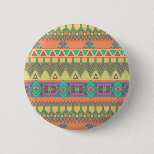 Colorful Chevron Zig Zag Tribal Aztec Ikat Pattern Ronde Button 5,7 Cm