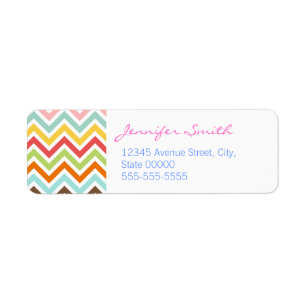 Colorful Chevron Zigzag Stripes Patroon Etiket