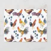 Colorful Chickens & Eggs Waterverf Patroon Briefkaart (Voorkant)