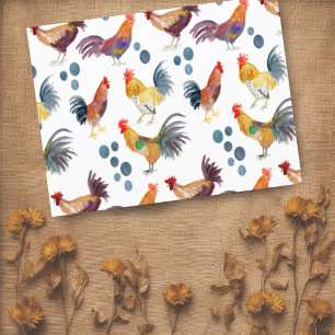 Colorful Chickens & Eggs Waterverf Patroon Briefkaart
