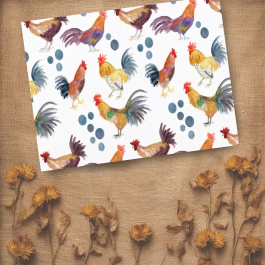 Colorful Chickens & Eggs Waterverf Patroon Briefkaart