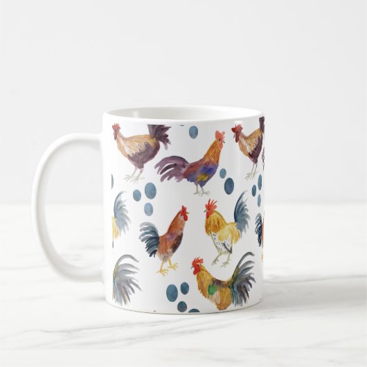 Colorful Chickens & Eggs Waterverf Patroon Koffiemok (Links)