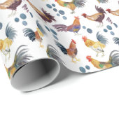 Colorful Chickens & Eggs Waterverf Pattern Gift Cadeaupapier (Rol Hoek)