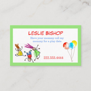 Colorful Children Play Date Card Contactkaartje