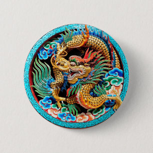 COLORFUL CHINESE DRAGON RONDE BUTTON 5,7 CM