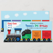 Colorful Choo Choo Train Birthday Invitation Kaart (Voorkant / Achterkant)
