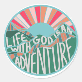 Colorful Christelijk Mountain Adventure Ronde Sticker