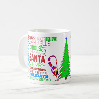 Colorful Christmas Cartoon Word Art Koffiemok