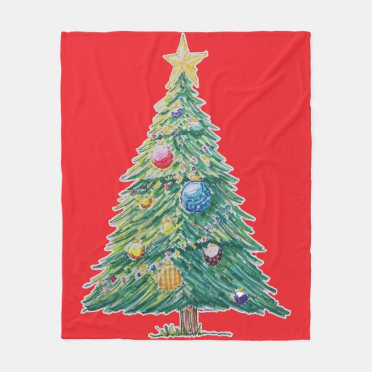 Colorful Christmas Tree Fleece Deken (Voorkant)