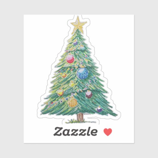 Colorful Christmas Tree Sticker (Vel)