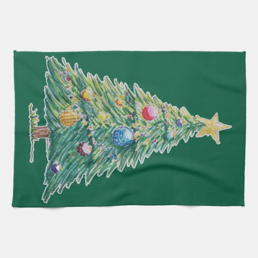 Colorful Christmas Tree Theedoek (Horizontaal)