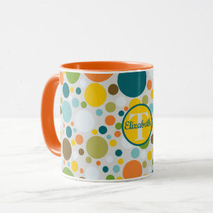 Colorful Circle Polka Dots Pattern Monogram Naam Mok