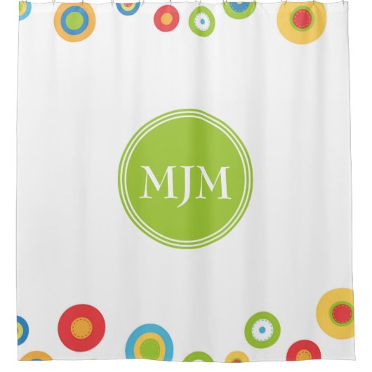 Colorful Circles Monogram Shower Curtain Douchegordijn (Voorkant)