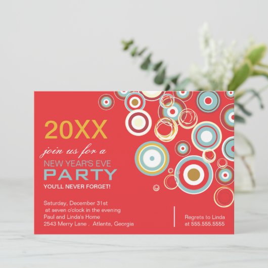 Colorful Circles - Uitnodiging nieuwjaarspartij (Staand voorkant)
