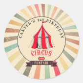 Colorful  Circus Personalized Party Sticker (Voorkant)