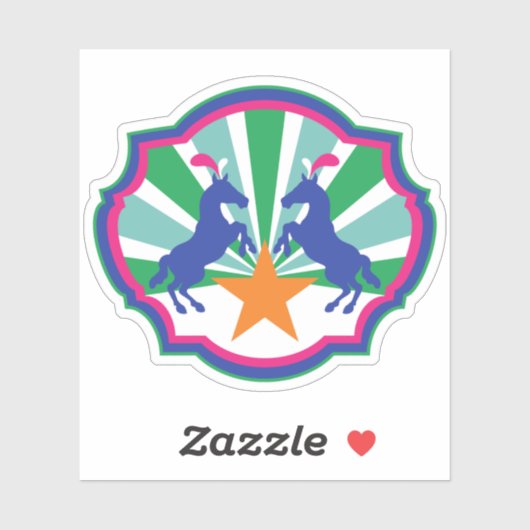 Colorful Circus Show Ponies Sticker (Vel)
