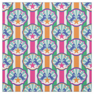 Colorful Circus Show Ponies Stripe Patroon Stof