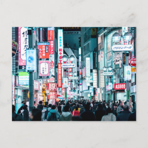 Colorful City of Tokyo Japan in Night Poster Briefkaart