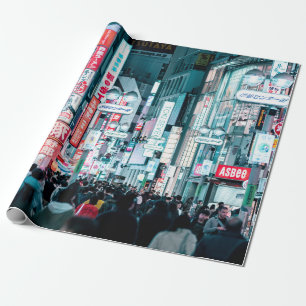 Colorful City of Tokyo Japan in Night Poster Cadeaupapier