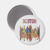 Colorful Cityscape of Boston Magnet Magneet (Voorkant / Achterkant)