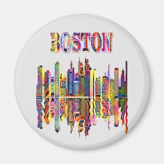 Colorful Cityscape of Boston Magnet Magneet (Voorkant)
