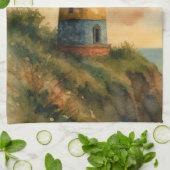Colorful Coastal Lighthouse Kitchen Towel Theedoek (Gevouwen)