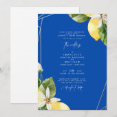 Colorful Cobalt Mediterranean Tropical Wedding Kaart (Voorkant / Achterkant)